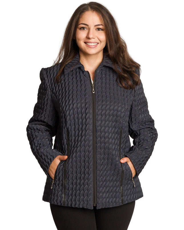 Jachetă elegantă bordo cu guler și fermoar, mărimi mari