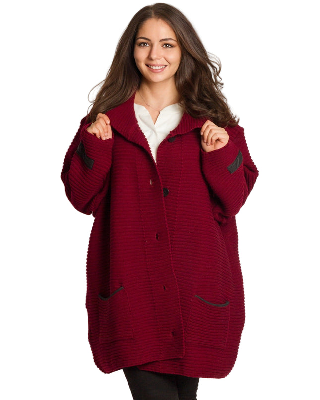 Cardigan elegant supradimensionat în culoarea mocha