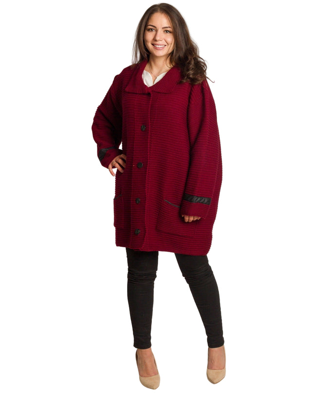 Cardigan elegant supradimensionat în culoarea mocha