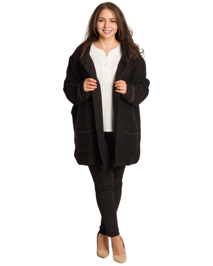Cardigan elegant supradimensionat în culoarea mocha