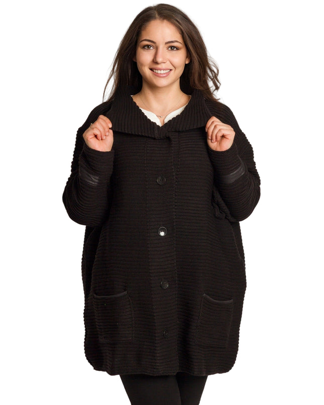 Cardigan elegant supradimensionat în culoarea mocha