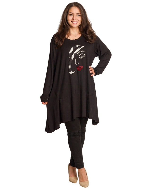 Tunică asimetrică pentru femei cu broderie artistică - Model lejer