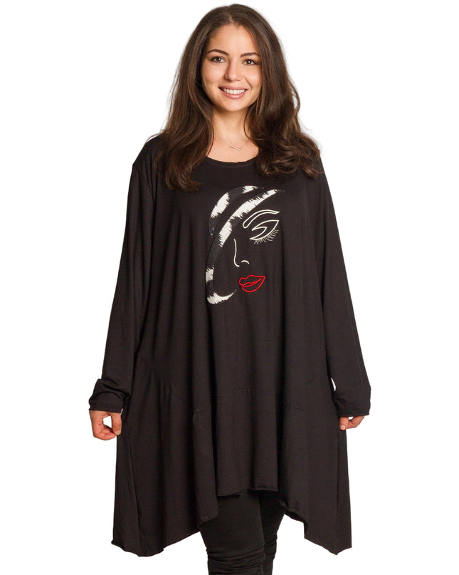 Tunică asimetrică pentru femei cu broderie artistică - Model lejer