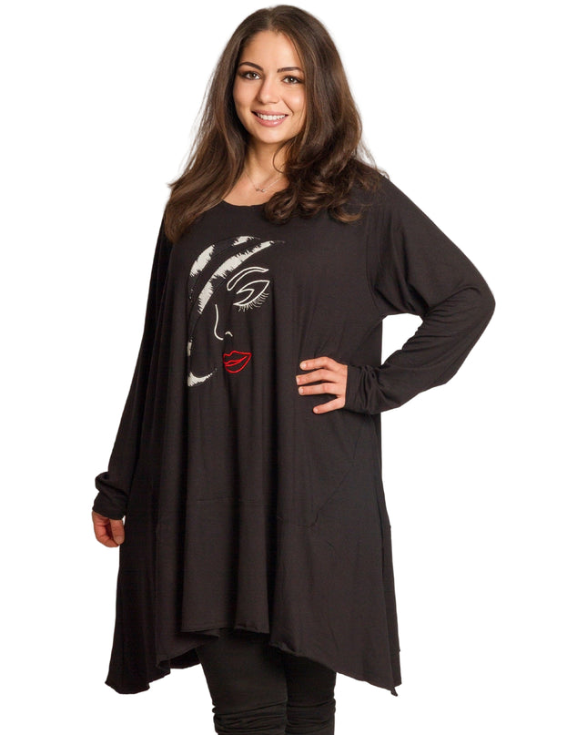 Tunică asimetrică pentru femei cu broderie artistică - Model lejer