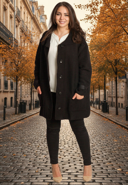 Cardigan elegant supradimensionat în culoarea mocha