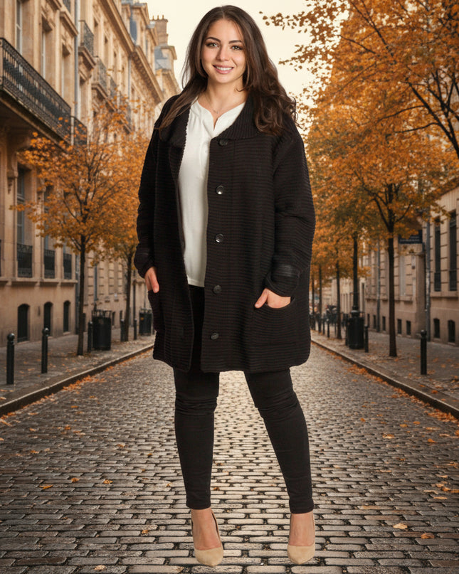 Cardigan elegant supradimensionat în culoarea mocha