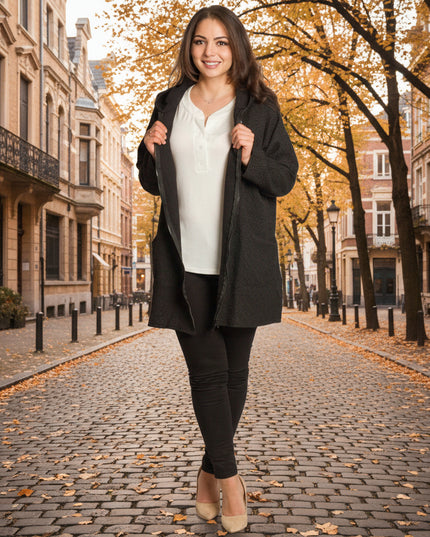 Cardigan elegant supradimensionat în culoarea mocha