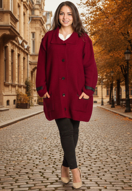 Cardigan elegant supradimensionat în culoarea mocha