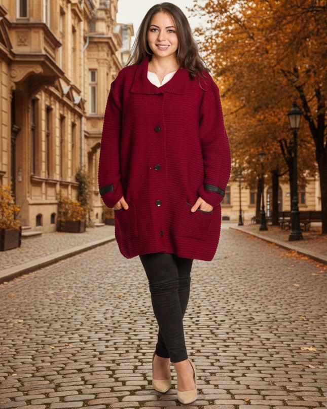 Cardigan elegant supradimensionat în culoarea mocha