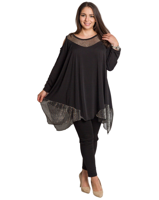 Tunică asimetrică pentru femei cu broderie artistică - Model lejer