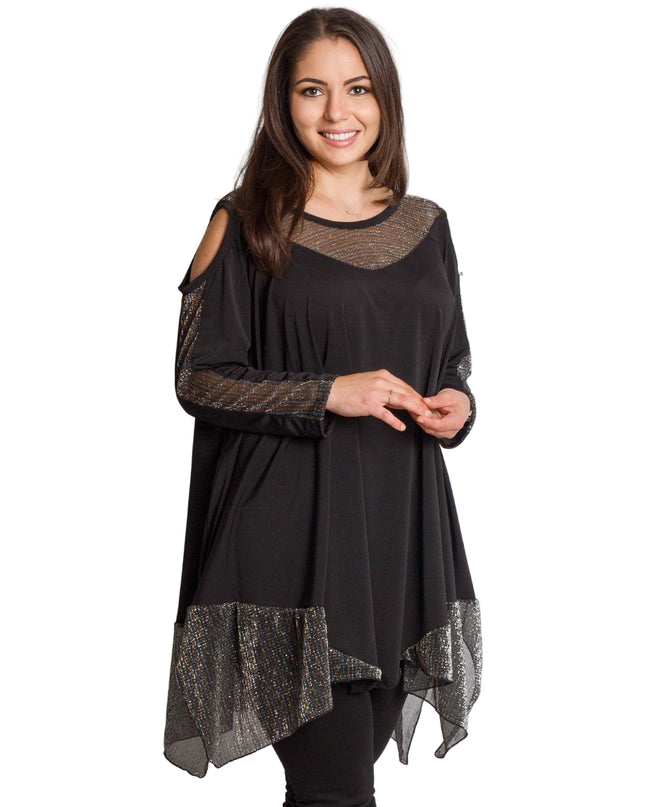 Tunică asimetrică pentru femei cu broderie artistică - Model lejer