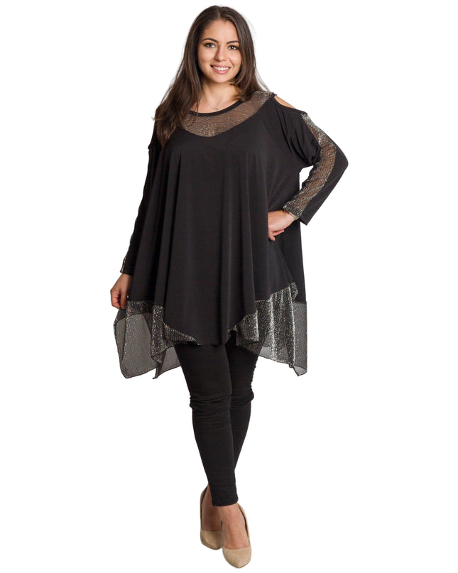 Tunică asimetrică pentru femei cu broderie artistică - Model lejer