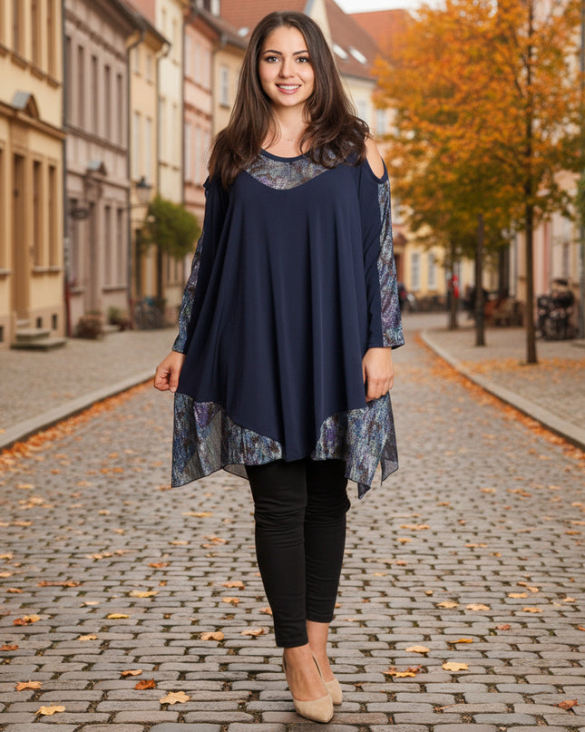 Tunică asimetrică pentru femei cu broderie artistică - Model lejer