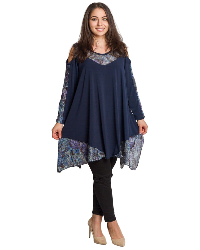 Tunică asimetrică pentru femei cu broderie artistică - Model lejer