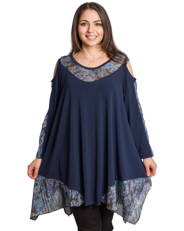 Tunică asimetrică pentru femei cu broderie artistică - Model lejer