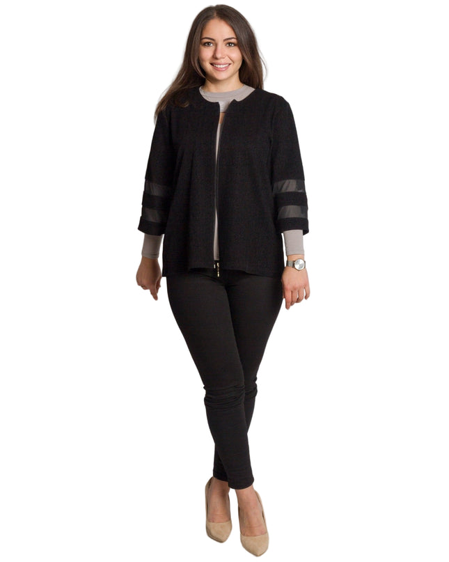 Jachetă maxi formală decorată cu elemente subtile cu sclipici