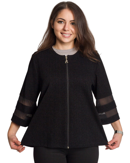 Jachetă maxi formală decorată cu elemente subtile cu sclipici