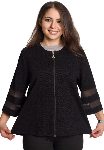 Jachetă maxi formală decorată cu elemente subtile cu sclipici