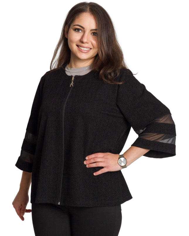 Jachetă maxi formală decorată cu elemente subtile cu sclipici