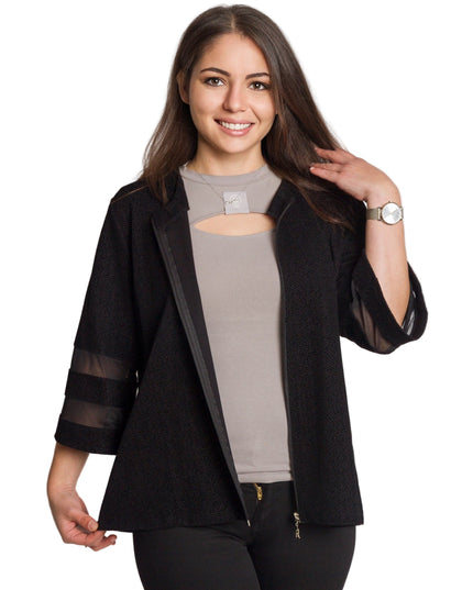 Jachetă maxi formală decorată cu elemente subtile cu sclipici