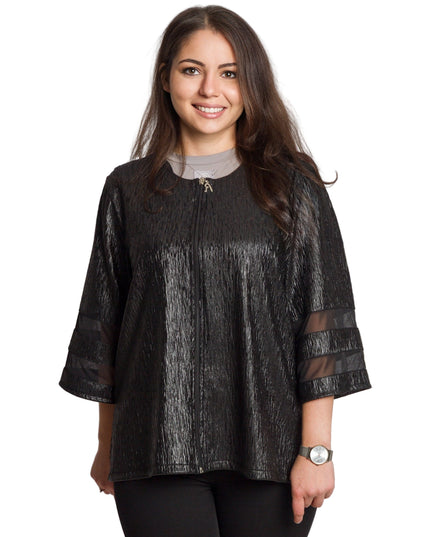 Jachetă maxi formală decorată cu elemente subtile cu sclipici