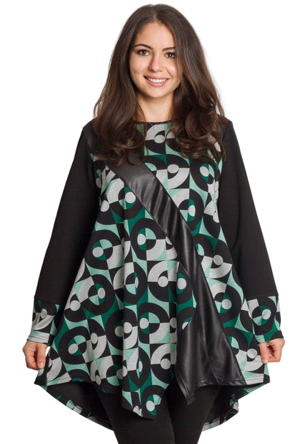 Tunică lejeră în mărimi mari cu accente din piele