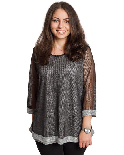 Tunică lejeră în mărimi mari cu accente din piele