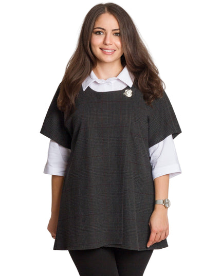 Set cămașă și vestă maxi cu perlă decorativă