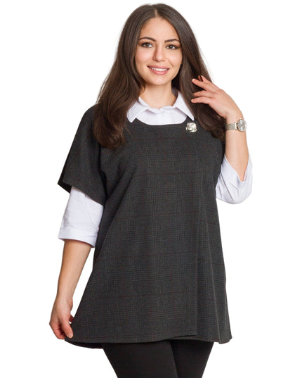 Set cămașă și vestă maxi cu perlă decorativă