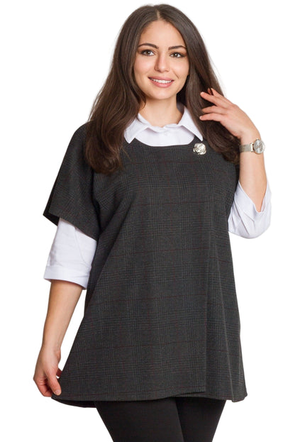 Set cămașă și vestă maxi cu perlă decorativă