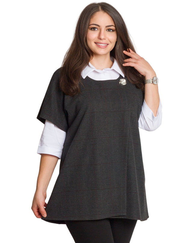 Set cămașă și vestă maxi cu perlă decorativă