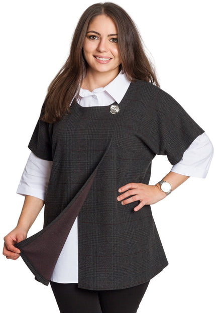 Set cămașă și vestă maxi cu perlă decorativă