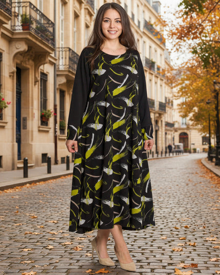 Rochie de vară din șifon, mărime maxi, cu motive florale