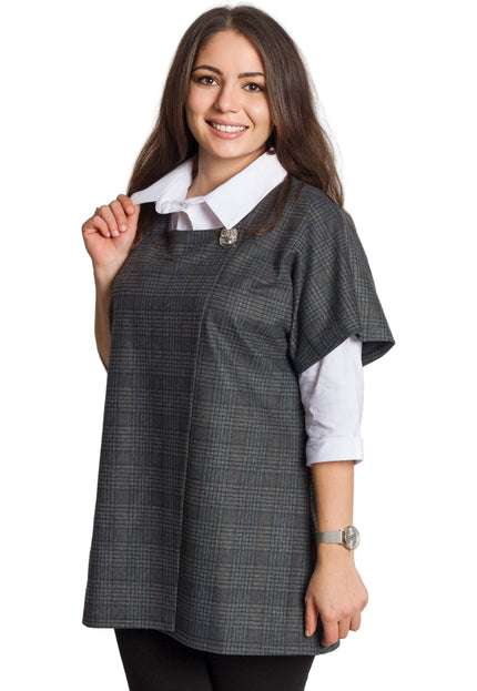 Set cămașă și vestă maxi cu perlă decorativă