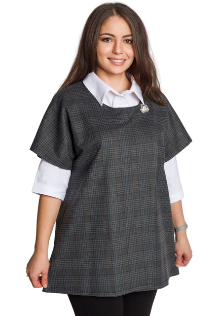 Set cămașă și vestă maxi cu perlă decorativă