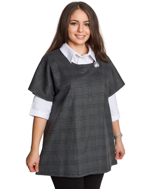 Set cămașă și vestă maxi cu perlă decorativă