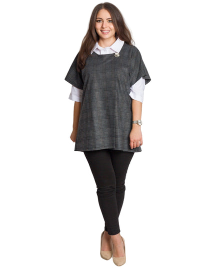 Set cămașă și vestă maxi cu perlă decorativă