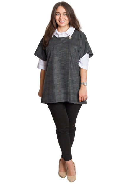 Set cămașă și vestă maxi cu perlă decorativă