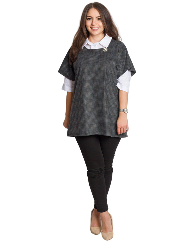 Set cămașă și vestă maxi cu perlă decorativă