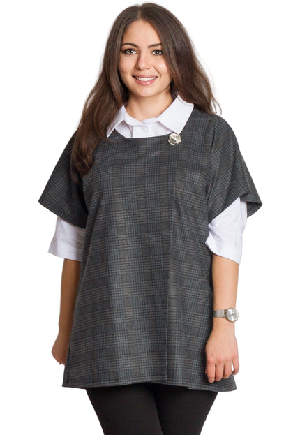 Set cămașă și vestă maxi cu perlă decorativă