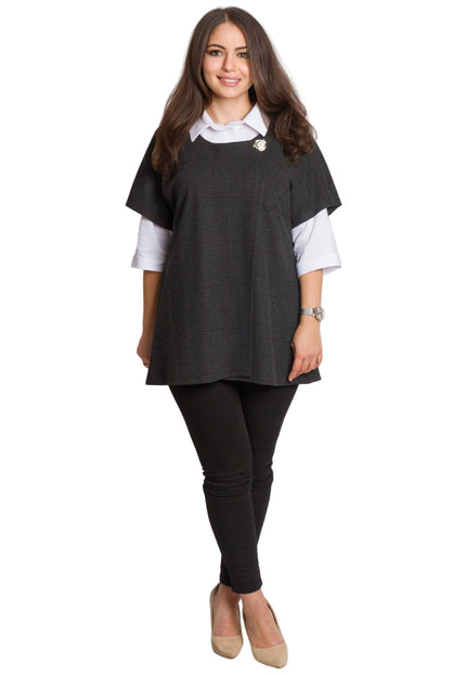 Set cămașă și vestă maxi cu perlă decorativă