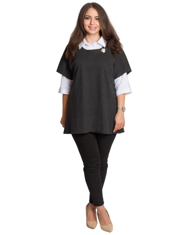 Set cămașă și vestă maxi cu perlă decorativă