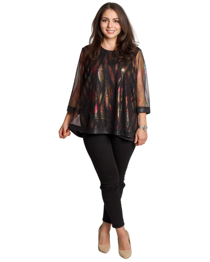 Tunică lejeră în mărimi mari cu accente din piele