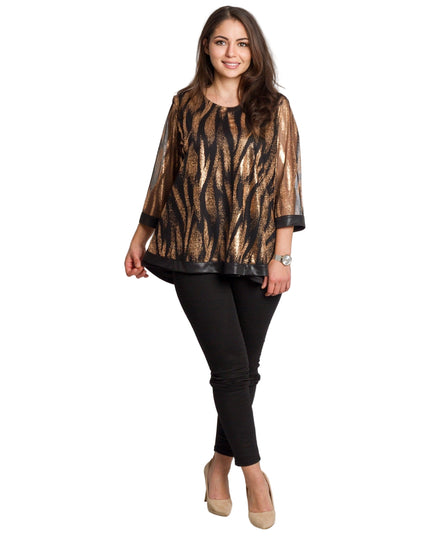 Tunică lejeră în mărimi mari cu accente din piele