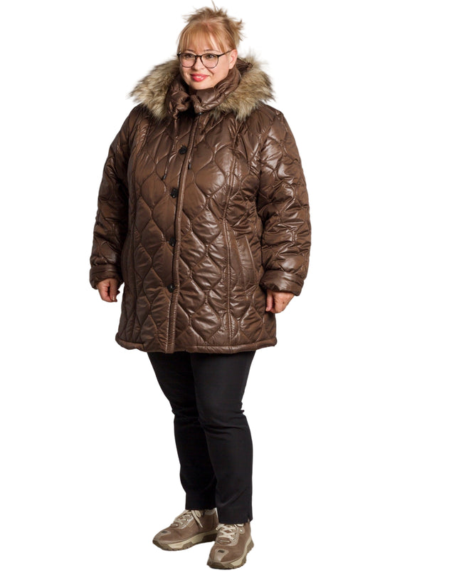 Jachetă de damă din burete cu glugă și buzunare