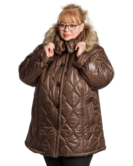 Jachetă de damă din burete cu glugă și buzunare