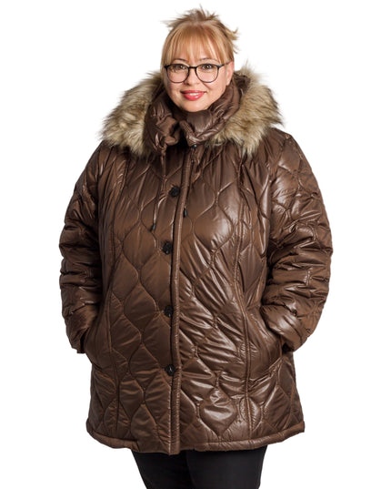 Jachetă de damă din burete cu glugă și buzunare