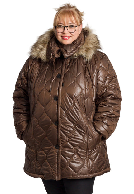 Jachetă de damă din burete cu glugă și buzunare