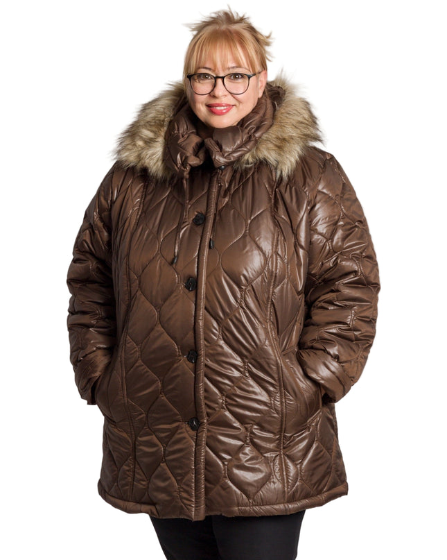 Jachetă de damă din burete cu glugă și buzunare