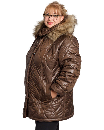 Jachetă de damă din burete cu glugă și buzunare